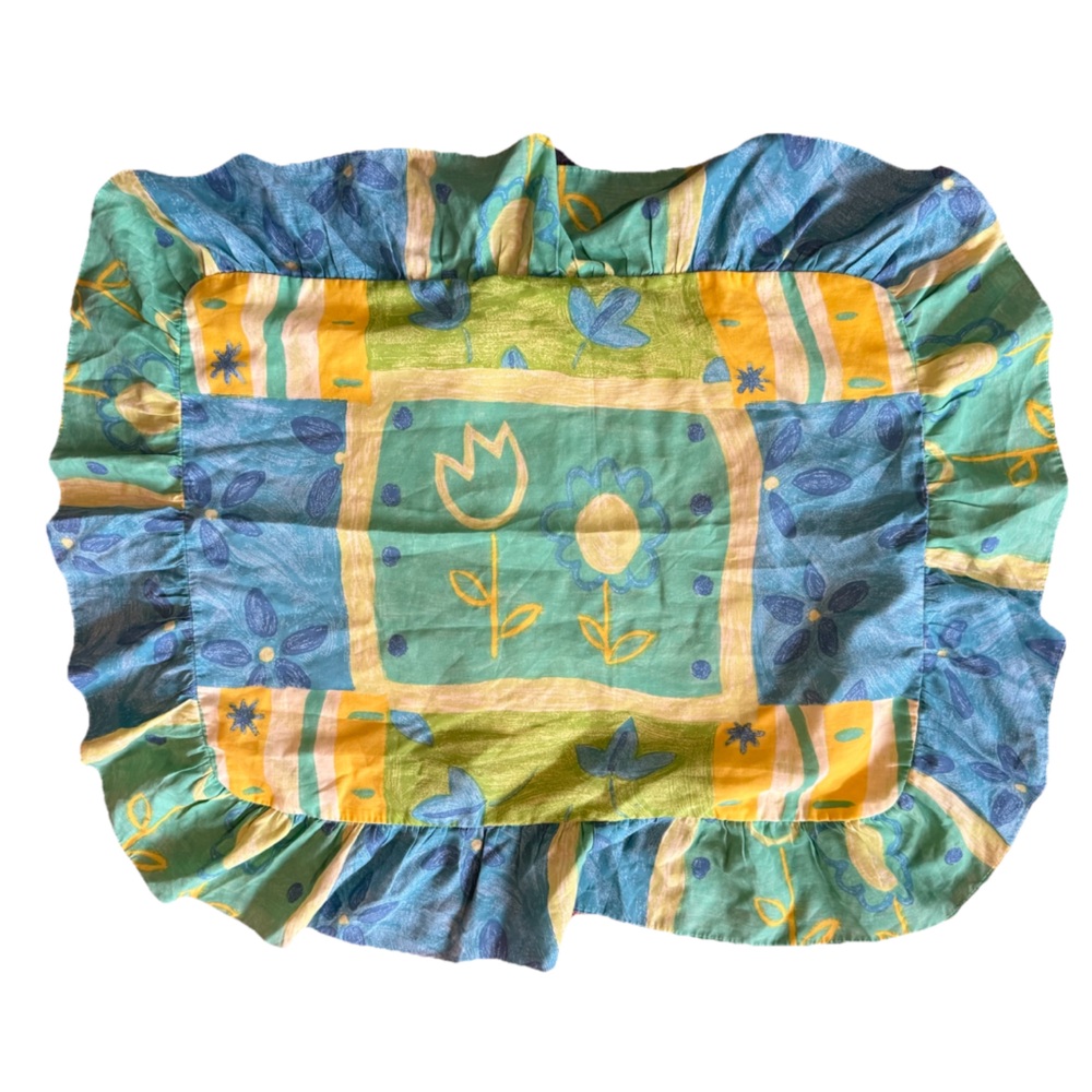 vintage sham standard blue floral blend ruffle‎ funky fun kidcore y2k 90s 00’s